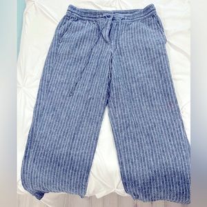 Blue Striped Linen Pants